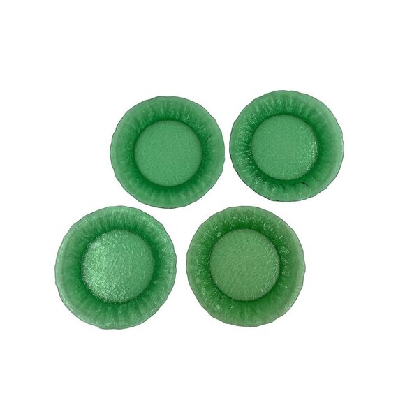 Morgantown Crinkle Set of 4 Vintage Green Depression Glass Plates Textured Rim & - Picture 1 of 6